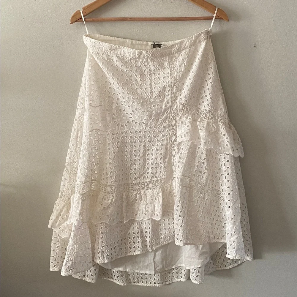 NWT Joie Eyelet High-Low Skirt size 8 porcelain